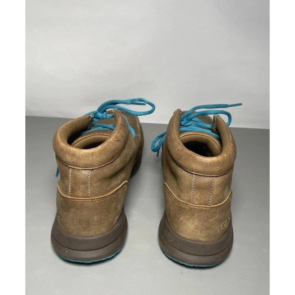 Ariat Men's Spitfire Outdoor Brown/Blue Leather Moc Toe Shoes Size 9.5D